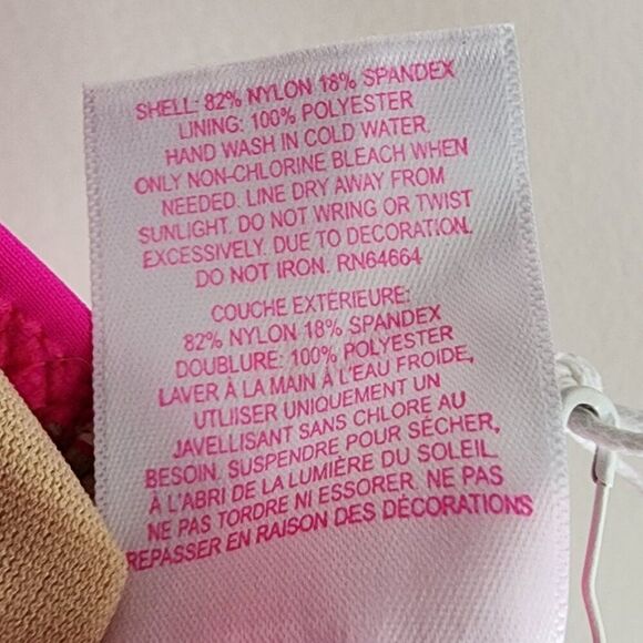 Vanilla Beach Scalloped Bikini Swim Top | Hot Pink Halter Tie Neck Ruched NWT - Picture 9 of 9